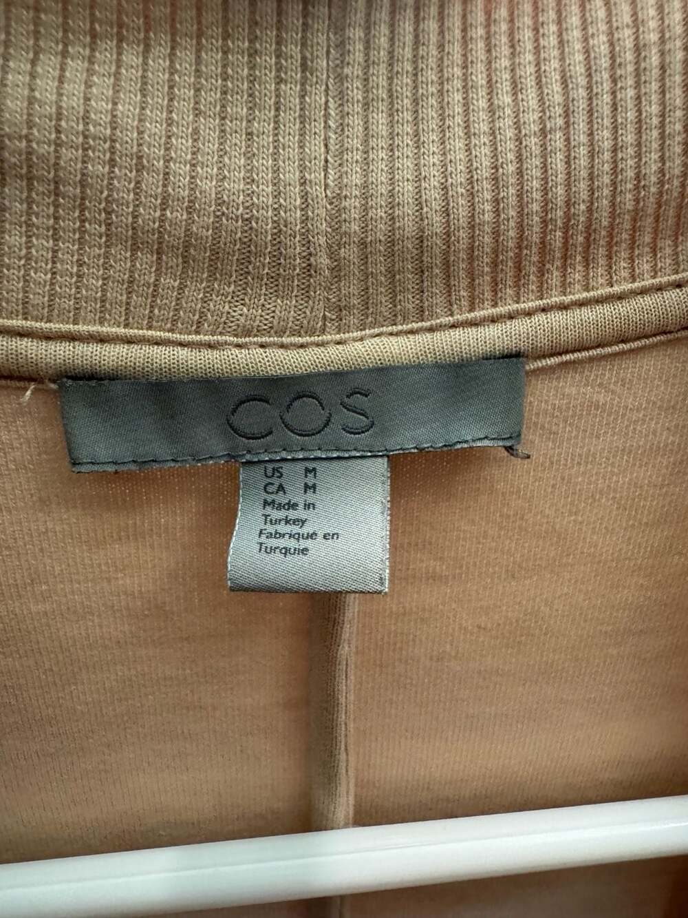 COS Beige Open Longline Cardigan Duster with Ribbed Collar - Picture 3 of 3